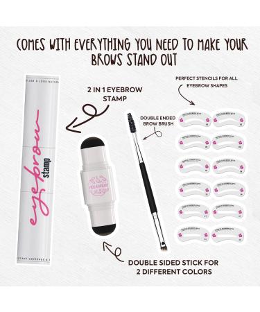 VIOLA HOUSE Eyebrow Stamp Stencil Kit 2 colors in 1 brow pencil powder 1 brush+24pcs eyebrow stamp waterproof long lasting eyebrow tinting powder(Light brown & dark brown) - Buy Online on GoSupps.com