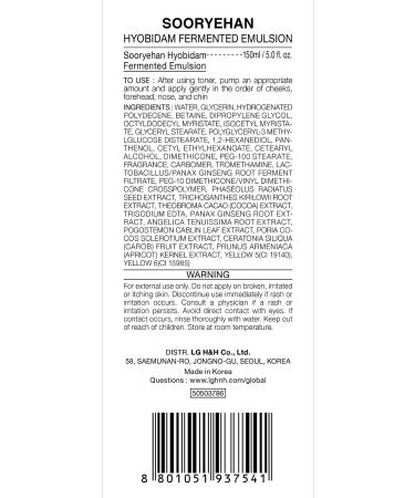 Sooryehan Hyobidam Fermented Emulsion 5.1fl oz - Korean Skin Care Moisturizer with Wild Ginseng by LG Beauty - Nourishing & Hydrating Face Cream - Buy Online on GoSupps.com