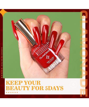 Glamonade Candy Cane Red Non-Toxic Nail Polish - Glossy & Trendy DIY Manicure at Home - Buy Online on GoSupps.com