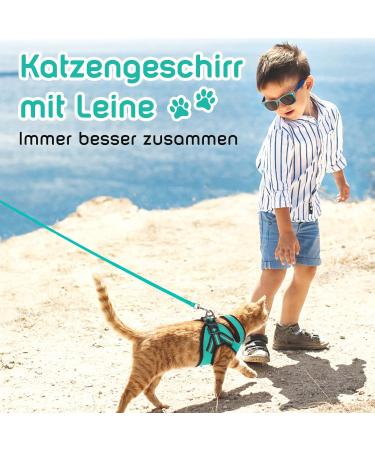 Aokcats Adjustable Cat Leash & Dishes Set | Outbreak-Proof Harness & Soft Reflective Gear for Cats & Rabbits - Green - Buy Online on GoSupps.com