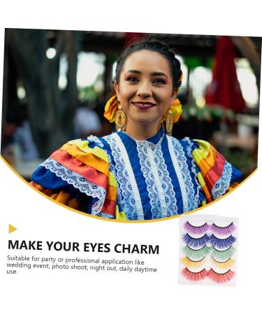FRCOLOR 10 Pairs Fake Eyelashes Halloween Makeup Eyelashes Strip Lashes Colorful Fake Eyelash Lashes with Color Halloween Party Fake Eyelash Baby Make up 3d Imitation - Buy Online on GoSupps.com