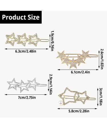 8 Pcs Rhinestone Star Hair Clips - Fashion Hair Barrettes for Women and Girls - Buy Online on GoSupps.com