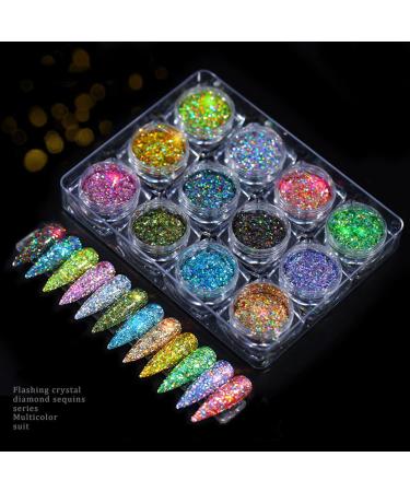 MKNZOME 12 Jars Chrome Nail Powder Glitter Set - Holographic Ultra Fine Glitter - 1g/Jar #3 - Buy Online on GoSupps.com