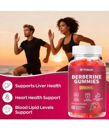 Berberine Gummies 2000mg-Natural High Potency Berberine HCL Supplement - Immune System & Metabolism Support - Vegan Non-GMO - Delicious Raspberry Flavor (60 Count(Pack of 1)) 60 Count (Pack of 1) - Buy Online on GoSupps.com