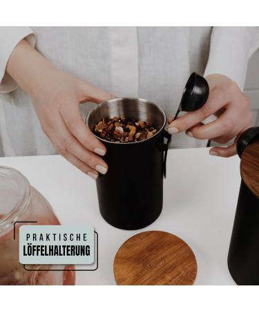 KC Kitchen & Co. Coffee Jar with Spoon for 250 g Coffee Beans or Tea (Matte Black) - Buy Online on GoSupps.com