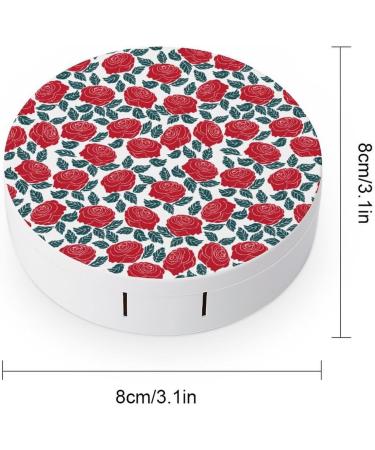 Rose Floral Cute Contact Lens Case - Portable Travel Storage Box Kit with Mirror for Outdoor Use - Buy Online on GoSupps.com