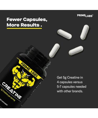 Prime Labs Creatine Capsules - 5g Creatine Monohydrate Pills for Muscle Growth & Recovery - 120 Count - Best Workout Supplement for Men & Women - Buy Online on GoSupps.com