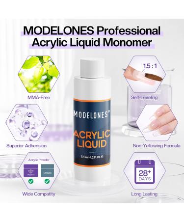 Modelones 4oz Professional Acrylic Nail Liquid - MMA Free, Non-Yellowing Medium Drying Formula - Buy Online on GoSupps.com