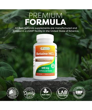 Best Naturals Betaine HCL 648 mg 250 Capsules - Buy Online on GoSupps.com