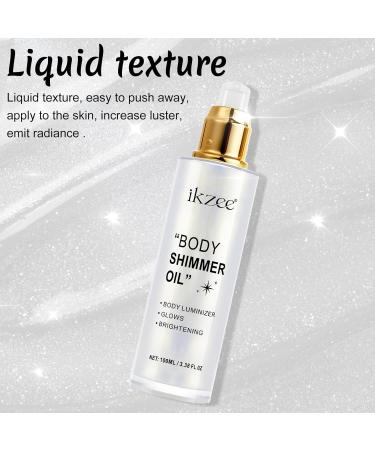 Body Shimmer Oil - High Gloss Luminizer for Face & Body | Lasting Moisturizing Body Glitter Oil | Perfect for Parties & Dates (Silver - Buy Online on GoSupps.com