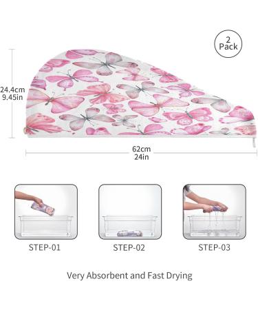 Buy Watercolor Butterfly Dry Hair Cap Set | Quick Drying Towel & Headband - Super Absorbent & Soft Comfort - Buy Online on GoSupps.com
