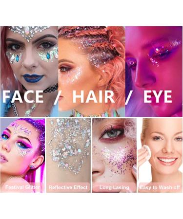 Mysense Black Body Glitter Face Glitter Gel Holographic Chunky Glitter Sequins for DIY/Hair/Nails Music Festival Rave Accessories Silver Chunky Fine Glitter Sequin Makeup 50g - Buy Online on GoSupps.com