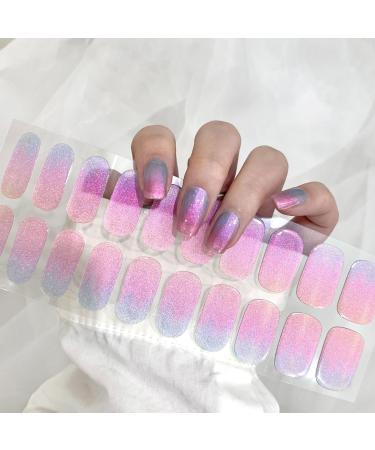 CBOIC Half-hardened gel nail polish stickers 22 pieces aurora French gel nail films UV hardening self-adhesive UV gel strips long-lasting nail wraps starter set for finger & toenails - Buy Online on GoSupps.com