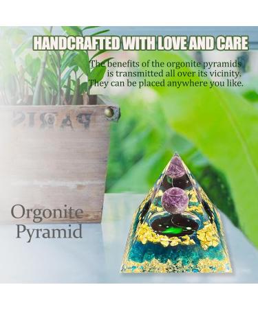 Amethyst Crystal Pyramid with Blue Lucite - Zodiac Aries Orgone Pyramid for Positive Energy & Stress Reduction - Buy Online on GoSupps.com