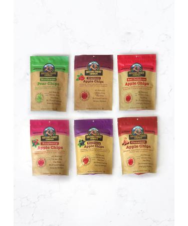 Sisters Fruit Company, VARIETY PACK, Apple & Pear Chips, All Natural, No Preservatives, Fat-Free (SIX 2.25 OZ BAGS)