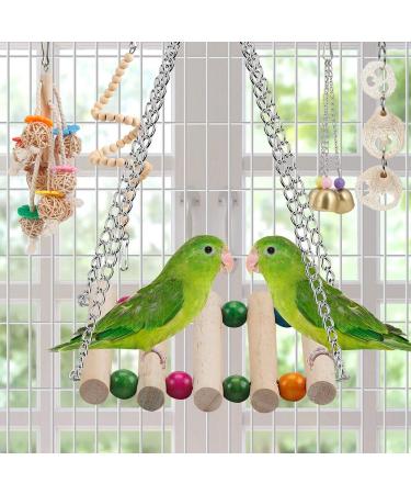 Natural Coconut Bird Hammock with Perch, Swing, and Mirror for Parakeets, Conures, and Cockatiels - Buy Online on GoSupps.com