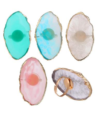 Healeved 5pcs Nail Art Ring Palette Salon Manicure Nail Gel Nail Polish Palette Makeup Palette Makeup Mixing Tray Resin for Nail Resin Nail Art Nail Art Color Palette Refer to Painted