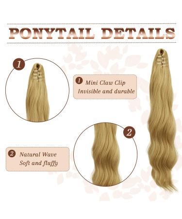 Fine Ponytail Extensions Clamp - 50 cm Wavy Light Honeyblond Hair Extensions for Women - Clip-In Braids - Buy Online on GoSupps.com