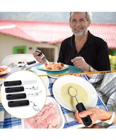 Adaptive Weighted Silverware for Hand Tremors, Parkinson's Patients & Arthritic Hands - Black Bendable Utensils for Adults - Buy Online on GoSupps.com