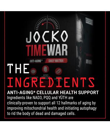 Jocko Fuel TIME WAR - Multivitamin for Men & Women. NAD Supplement for Healthy Aging Heart Bone & Eye Health. Essential Vitamins and Minerals Supports Stress Relief + Energy Levels - 30 Day Supply - Buy Online on GoSupps.com