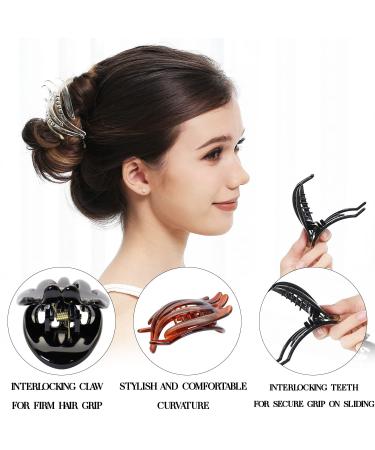 RC ROCHE ORNAMENT 6 Pcs Women's Cute Hollow Barrette French Concord Hair Clip Set - Clear Brown and Black Medium - Buy Online on GoSupps.com