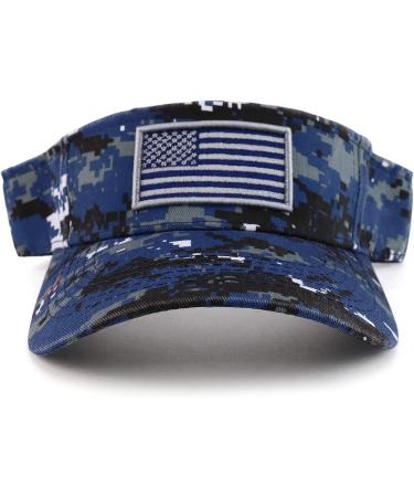 USA American Flag Embroidered Polyester Visor Hat - Digital Blue Camo | Trendy Apparel Shop - Buy Online on GoSupps.com