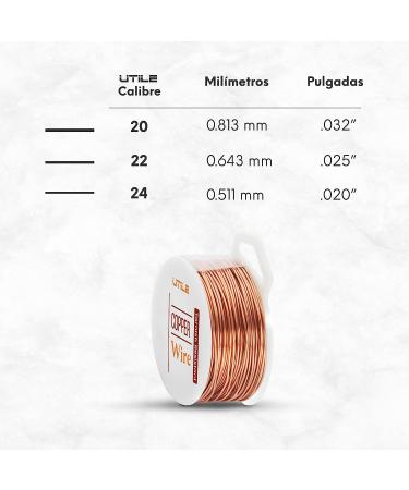 UTILE 24-Gauge Soft 99% Copper Wire - 90 ft / 30 Yards - Tarnish Resistant for Jewelry Making, Crafts, and Decor - 24 Gauge Copper - Buy Online on GoSupps.com