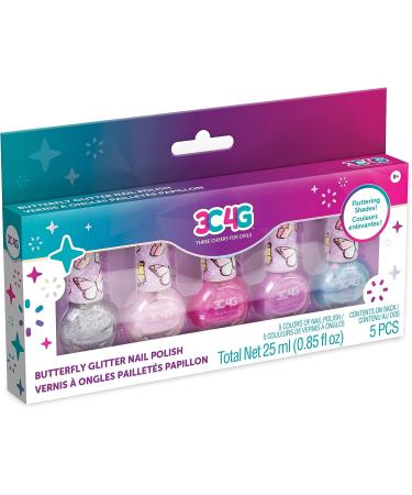 Girls Butterfly Nail Polish Set - Non-Toxic, 5 Shimmery Polishes with Butterfly Glitter - Nail Polish Kit for Kids 8-12 - Buy Online on GoSupps.com