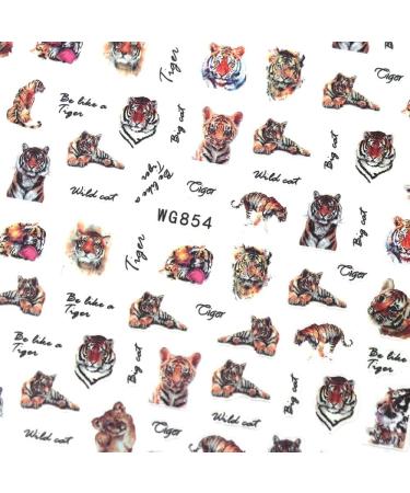 Women Easy To Use Fashion Hand-made Accessories Tiger Animals Printing Self Adhesive Year Nail Stickers(1) Style1 - Buy Online on GoSupps.com