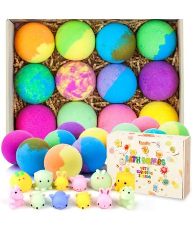 Bath Bombs for Kids with Toys Inside for Girls Boys - Surprise Bubble Bath Fizzies Vegan Essential Oil Spa Bath Fizz Balls Kit Dry Skin Moisturize Handmade 12 Set (Package May Vary)