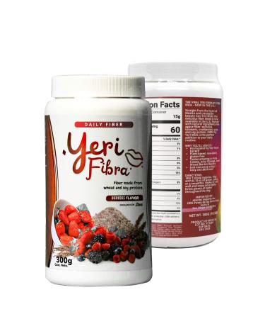 YERI FIBRA - Frutos Rojos (Berries) Flavor - Daily Fiber - Exotic Delicious Flavors Wheat and Soy Protein 300g (10.5oz) - Las Originales Virales de Yeri.