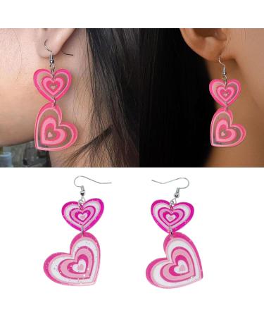 Buy Feylie Heart Earrings for Women | Hollow Glittering Cardiac Statement Earrings | Perfect Valentine's Day Gift | Light Acrylic Design - Buy Online on GoSupps.com
