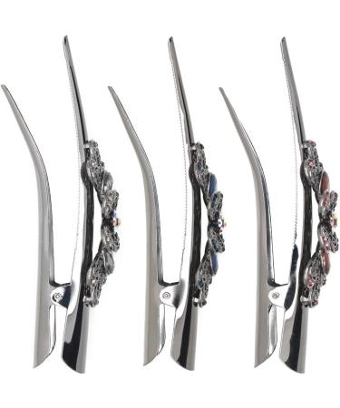 HOLLIHI Set of 3 Large Metal Alloy Alligator Sectioning Clips for Women and Girls - Pretty Strong Clamp Hair Pins Non-Slip Hair Grips Accessories for Thick Hair Silver Gray (Shell) - Buy Online on GoSupps.com
