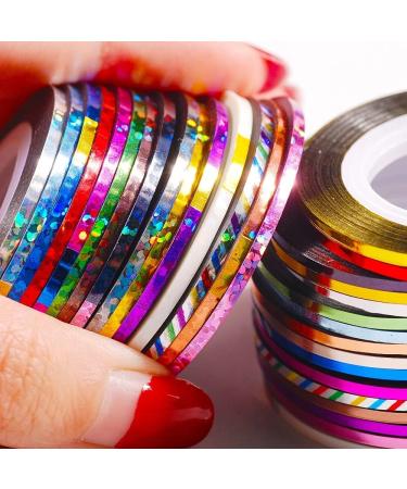 10 Rolls Glitter Nail Art Striping Tape Lines Width 2mm-Striping Tape for Nail Art-Nail Striping Tape Foil-Nail Striping Tape Thick-Nail Striping Tape with Dispenser-Self-Adhesive DIY Nail Art Tape - Buy Online on GoSupps.com