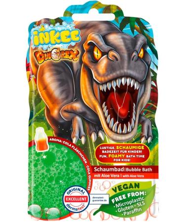 INKEE Bubble Bath Liquid Dinorex - Bath additive for children - Green - With aloe vera and cola gum flavor - 15 x 40 g - Buy Online on GoSupps.com