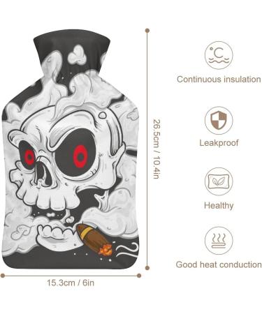 Skull Hot Water Bottle with Plush Cover | Hand Warmer for Adults & Kids - 26.5x15.3cm | International Shipping - Buy Online on GoSupps.com