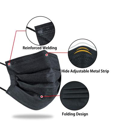 DIOLV Kids Disposable Face Masks - 50 Pcs Black Child Protective Cover Mask - Buy Online on GoSupps.com