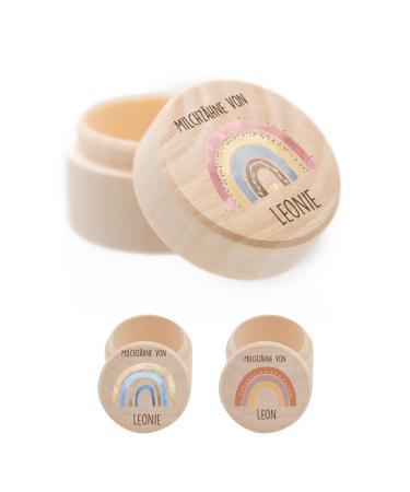 Kidsmood milk toothing socket personalized with wishes wood-toothed box with wishes as a gift for baby tooth box for milk teeth with a cute motif pattern 2