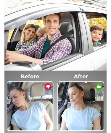 Oasser Car Seat Headrest Pillow - Detachable, Adjustable Double-Sided Support for Adults and Kids - Easy Installation - Front & Rear Seat - Black (Medium) - Buy Online on GoSupps.com