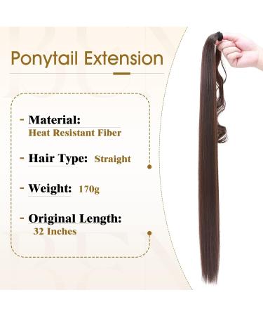 Benehair Ponytail Extension 32 Inches Long Wrap Around Ponytail Hair Extension Straight Synthetic Clip in Hairpiece for Women Medium Brown Medium Brown 32 Inches - Buy Online on GoSupps.com