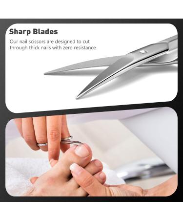 Bezox Nail Scissors - Professional Curved Toenail & Fingernail Scissors for Hard/Thick Nails - Sharp Blade & Polished Stainless Steel - Buy Online on GoSupps.com