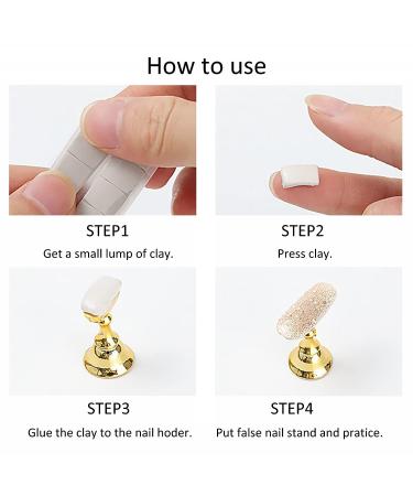 2 Set Nail Stand for Press On Nails - White Reusable Adhesive Putty Magnetic DIY Fake Nails Crystal Holder - Nail Art Training Display Stands - Gold + Pink - Buy Online on GoSupps.com