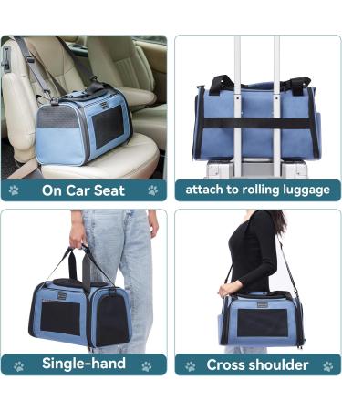 PetSfit Foldable Transport Box for Cats & Small Dogs - Portable Travel Bag with Expandable Bed Shoulder Strap - Blue S Blue - Buy Online on GoSupps.com