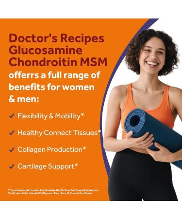 Doctor's Recipes Glucosamine Chondroitin MSM and Manganese Supplement 1800 mg Glucosamine HCl NO Shellfish Healthy Structure & Movements Flexibility Support for Men & Women 90 Tablets - Buy Online on GoSupps.com