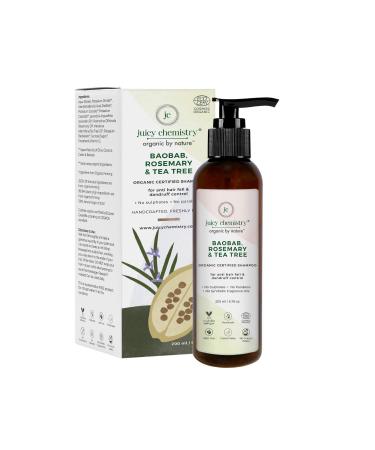 Juicy Chemistry - Organic & 100% Natural Shampoo for Women with Hair Loss & Dandruff Control w/Baobab Rosemary & Tea Tree (200ml)