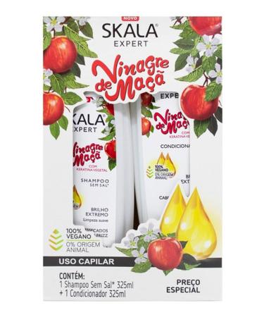 Skala Expert Vinagre de Ma - Apple Cider Vinegar Shampoo & Conditioner Infused with Pure 100% Natural ingredients Vegan Formula | Experience Healthier Fuller & Thicker Looking Hair - Imported from Brazil