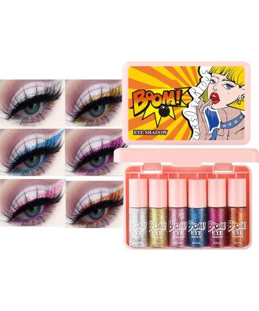Liquid Eyeshadow6 Piece Liquid Shine Cosmetics Long Lasting Sparkly Eyeshadow Makeup Accessories for Women Girls Bridal - Buy Online on GoSupps.com