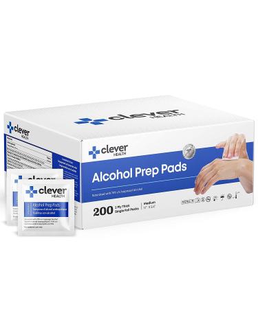 Alcohol Prep Pads | Medium 2-Ply - 200 Alcohol Wipes individually wrapped Cotton Swabs | Disposable | Sterile Saturated With 70% Alcohol 200 Count (Pack of 1)