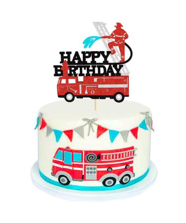 Ercadio 1 Pack Fireman Cake Toppers Fire Department Cake Picks for Fire Theme Baby Shower Birthday Party Cake Decoration Supplies Pattern-3