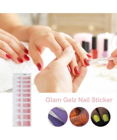 Stickers | Gel Nail Stickers | Decorative Nail Wraps | Glitter Nail Sticker Gel Nail Polish Strips with Nail Lamps Semi Cured Gel Nail Strips Glitter Nail Stickers for Gel Polish N029 - Buy Online on GoSupps.com